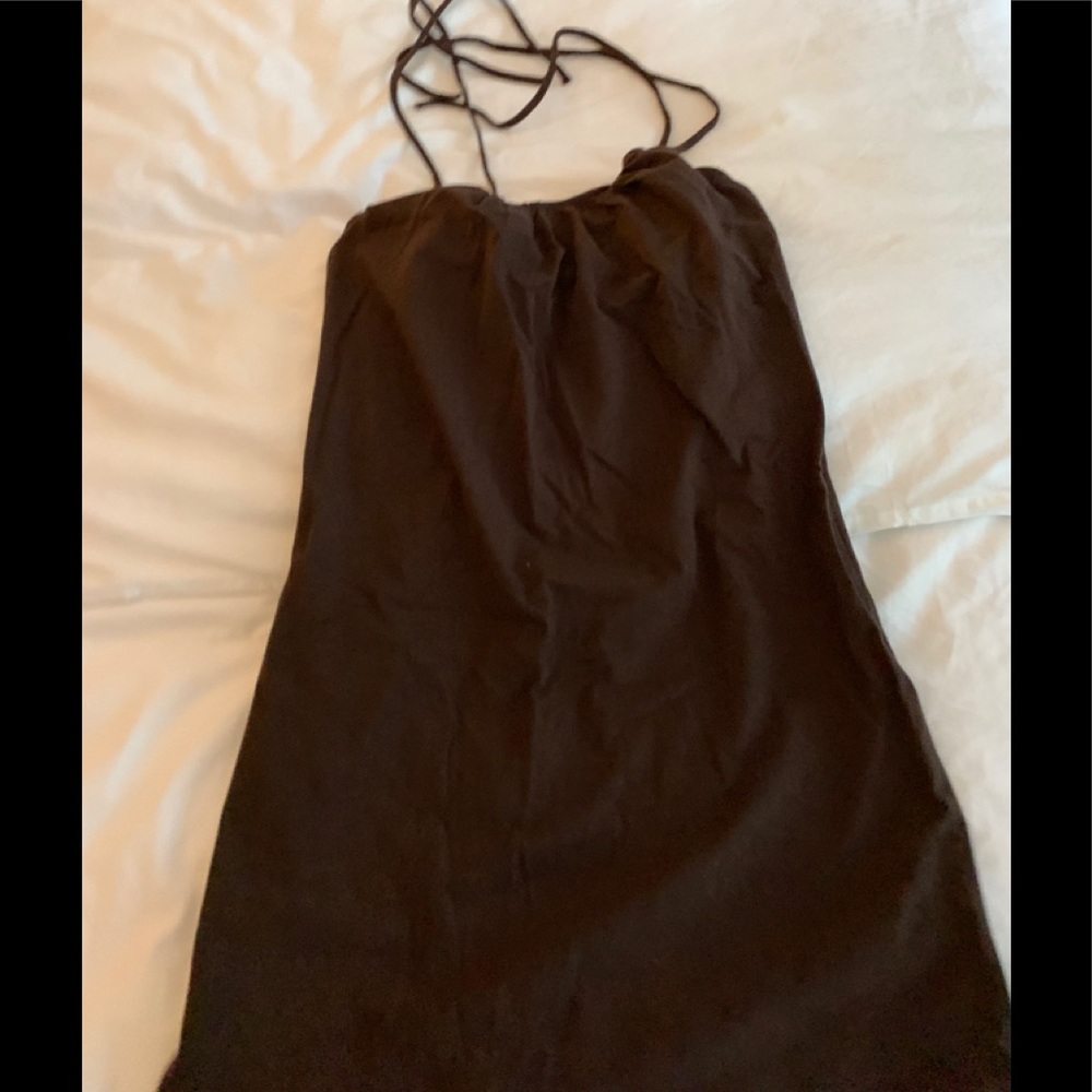 Brown Cotton Halter Dress